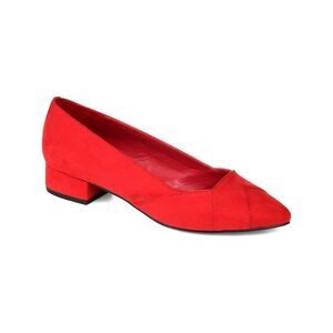 JOURNEE COLLECTION Womens Red Justine Block Heel Slip On Heeled Loafers 6